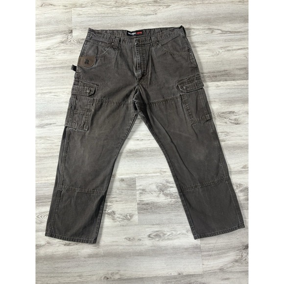 Wrangler Pants Mens 38x30 Brown Riggs Cargo Ripstop Workwear Outdoor Utility - Picture 1 of 14